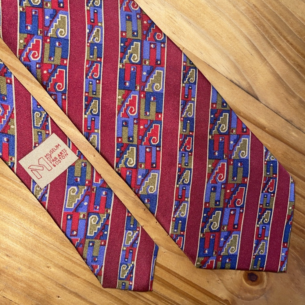 Museum Of Boston Necktie Men Red Silk Business Wedding School Resort‎ Geometric
